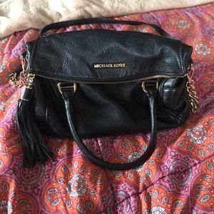 Black pebble leather Michael Kors satchel